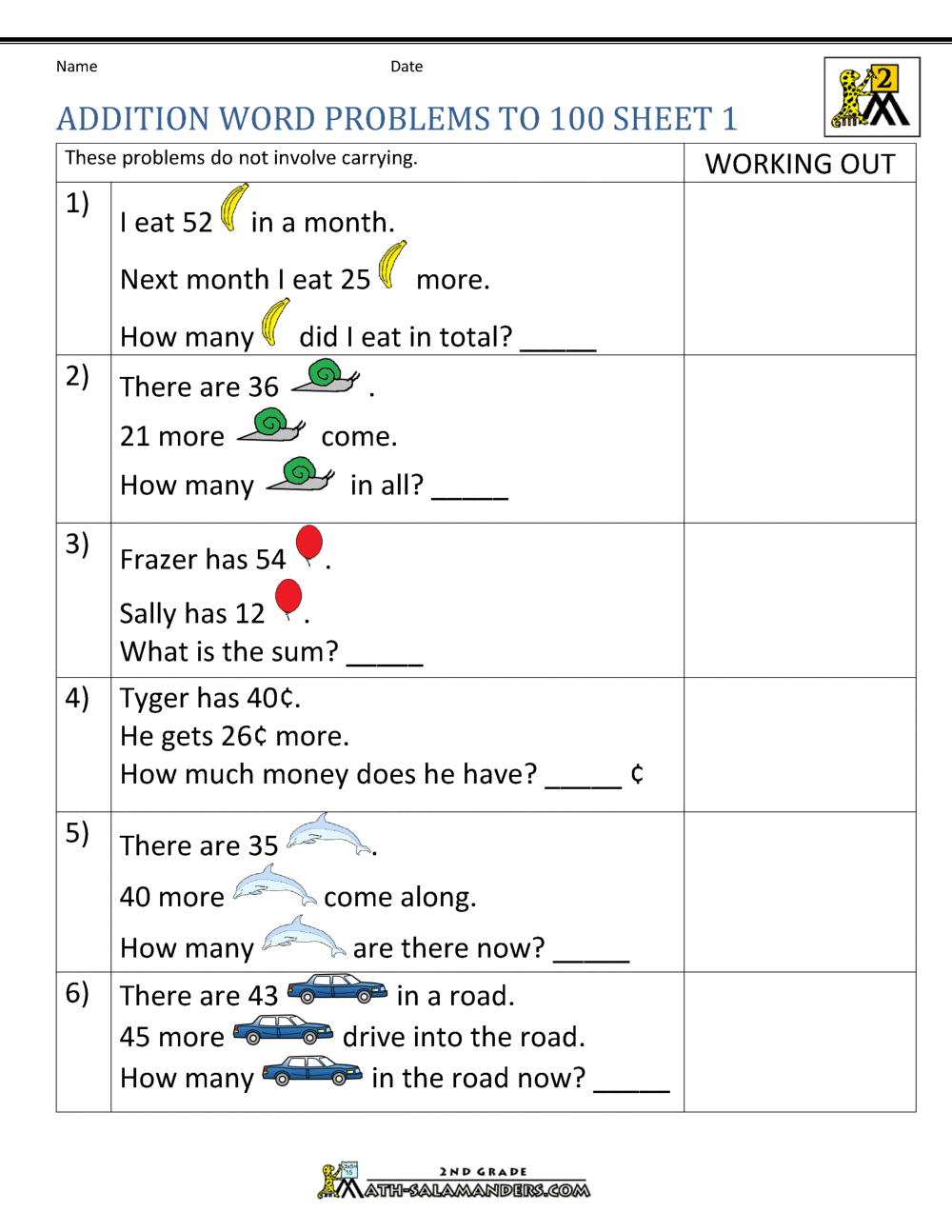 problem solving addition year 2