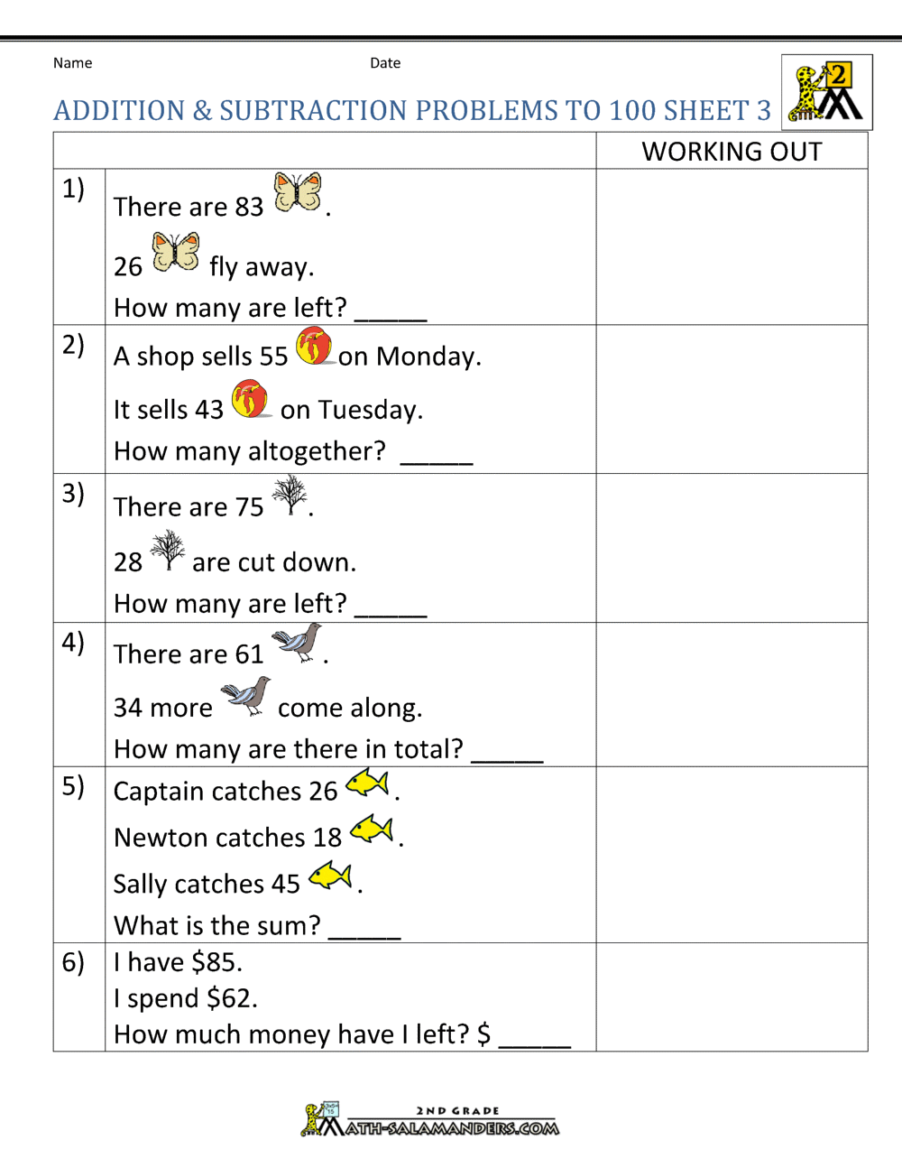 addition and subtraction problem solving for grade 3