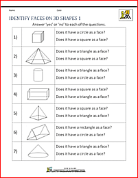 basic 3d shape worksheets identify faces 1