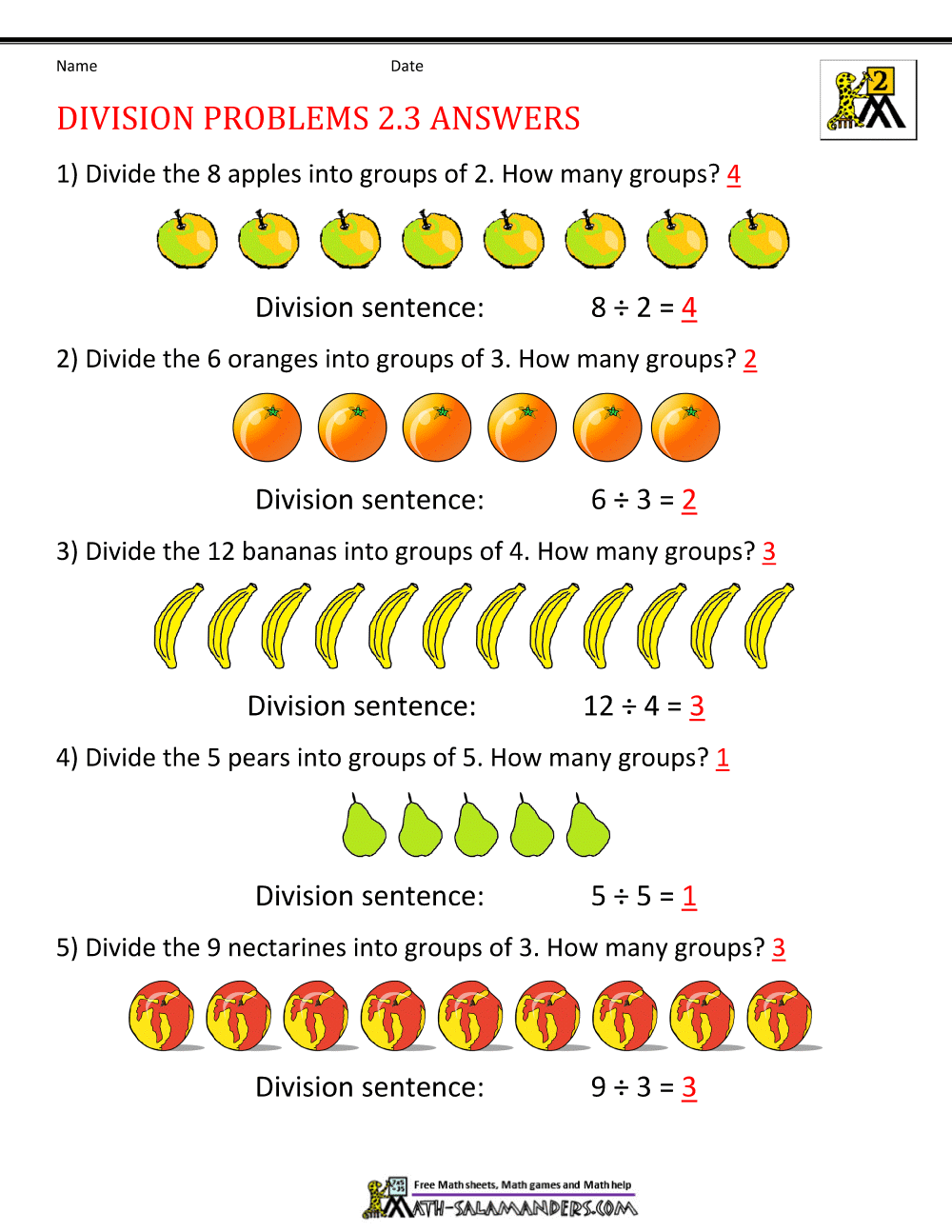 2nd Grade Division Worksheets