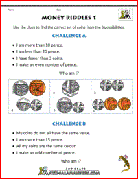 basic money worksheets uk Money Riddles 1