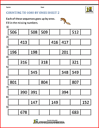 count to 1000 by ones worksheet 2