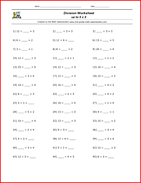 Division Facts Worksheets generator image