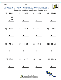 double digit addition without regrouping 6