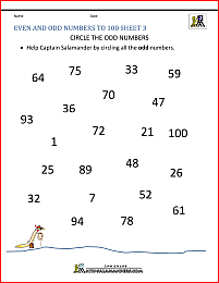 even numbers and odd numbers to 100 worksheet 3