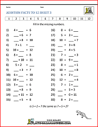 free addition worksheets addition facts to 12 3