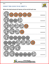 free counting money worksheets count the coins to 1 dollar 4