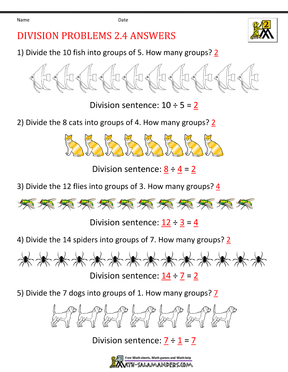 2nd Grade Division Worksheets