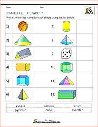 free geometry worksheets name 3d shapes 2