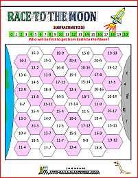 free math games race to the moon subtracting to 20