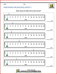 free measurement worksheets how many cm halves 1