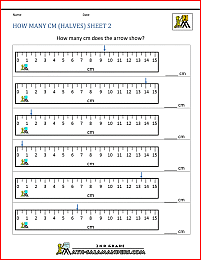 free measuring worksheets how many cm halves 2