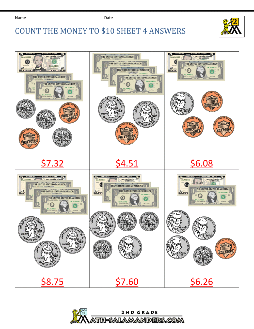 Free Printable Money Practice Worksheets