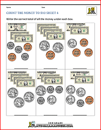 free money worksheets count the money to 10 dollars 4