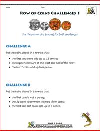 free money worksheets uk row of coins 1