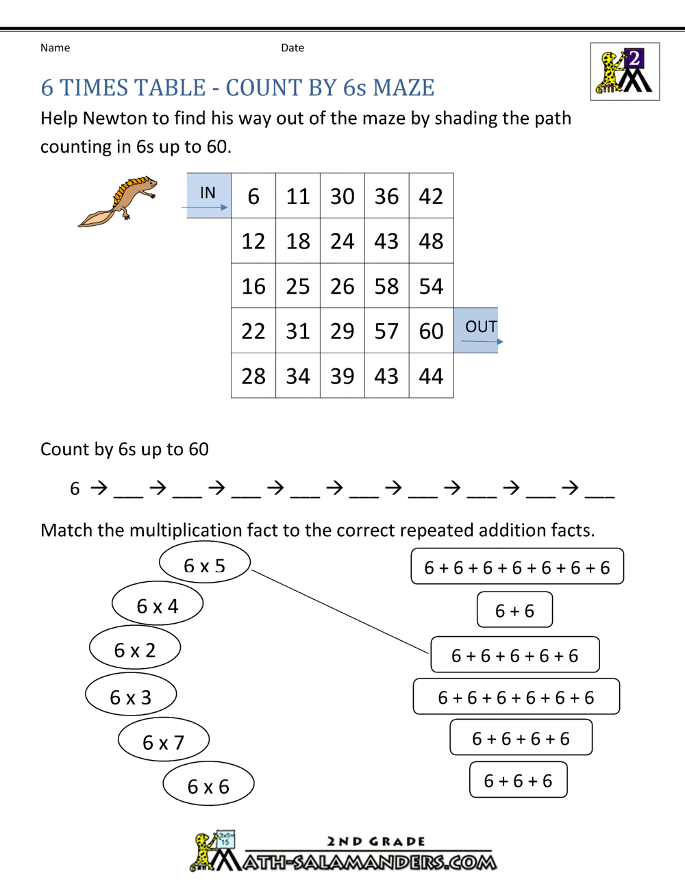 6 times table