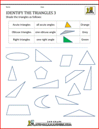 free shape workshets identify the triangles 3