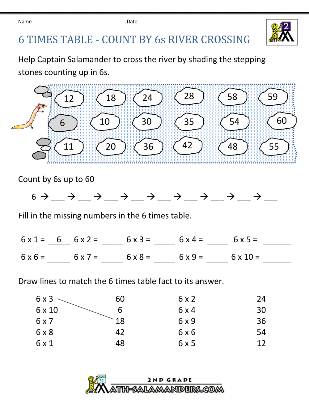 Multiplication Table Of 6 Worksheet