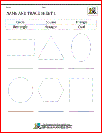 geometry worksheets for kids name and trace 1