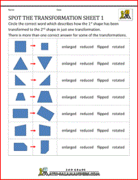 geometry worksheets printable spot the transformation 1