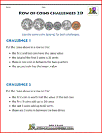 homeschool math worksheets row of coins 2d