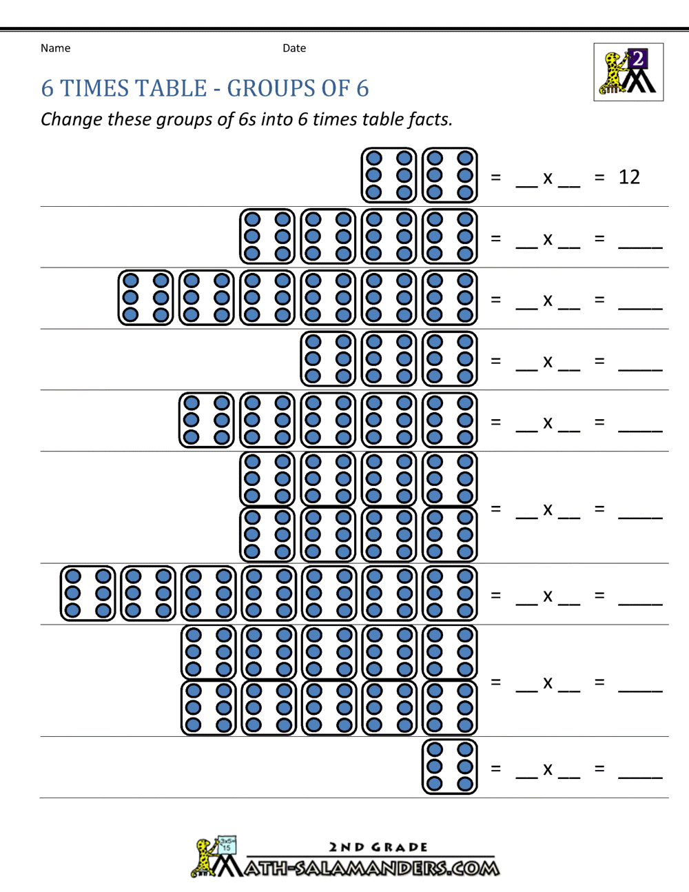 6 Times Table Worksheet