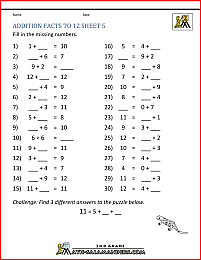 math addition facts to 12 5