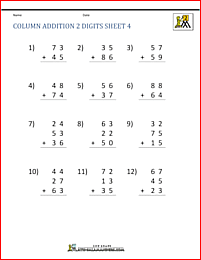 2 digit addition worksheets