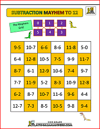 math games second grade subtraction mayhem to 12