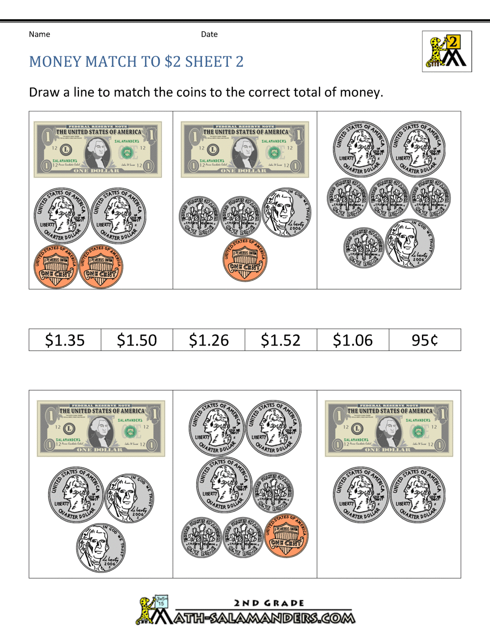 worksheets for identifying money