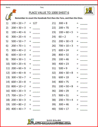 1st Grade Place Value Worksheets to 1000 6
