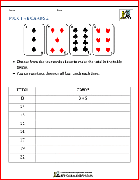 math problems second grade pick the cards 2