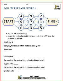 2nd Grade Math Puzzles follow the path 1