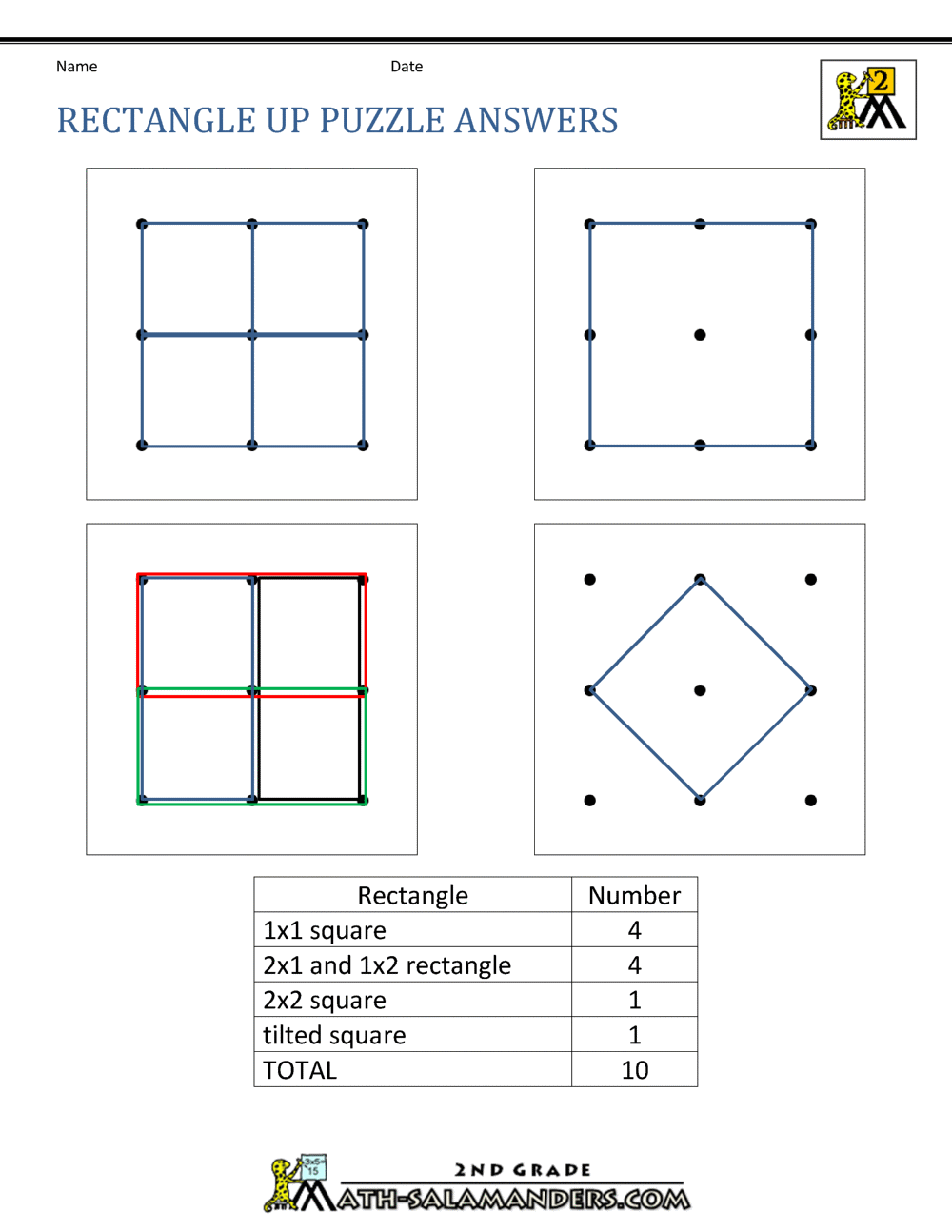 math puzzles printable rectangle up puzzle ans