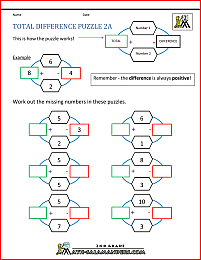 math puzzles second grade total difference puzzle 2a