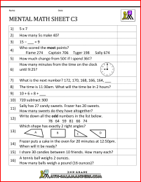 mental math worksheet image