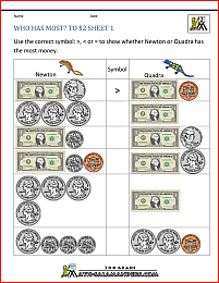 counting money worksheets up to 1