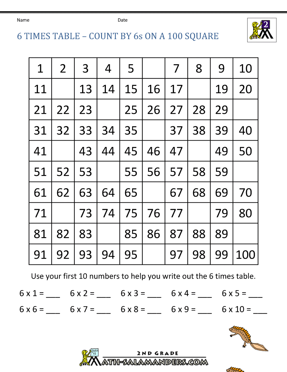 22 Times Table Inside 6 Times Table Worksheet
