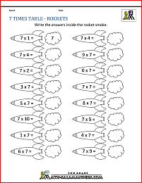 multiplication facts worksheets 7 times table rockets