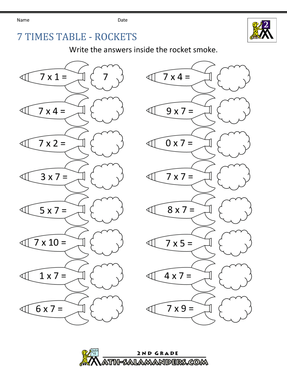 multiplication worksheets 7