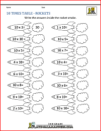 multiplication printable worksheets 10 times table rockets