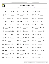 number bonds 2nd grade worksheet image