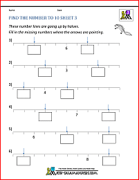 number lines worksheets find the number to 10 3