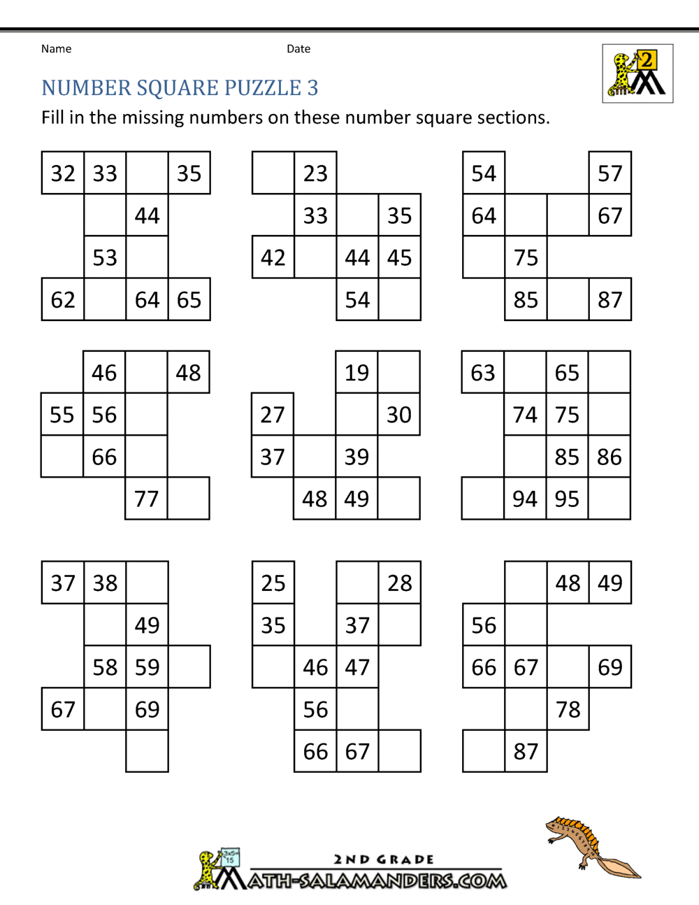 Hundreds Chart Puzzles For Second Grade