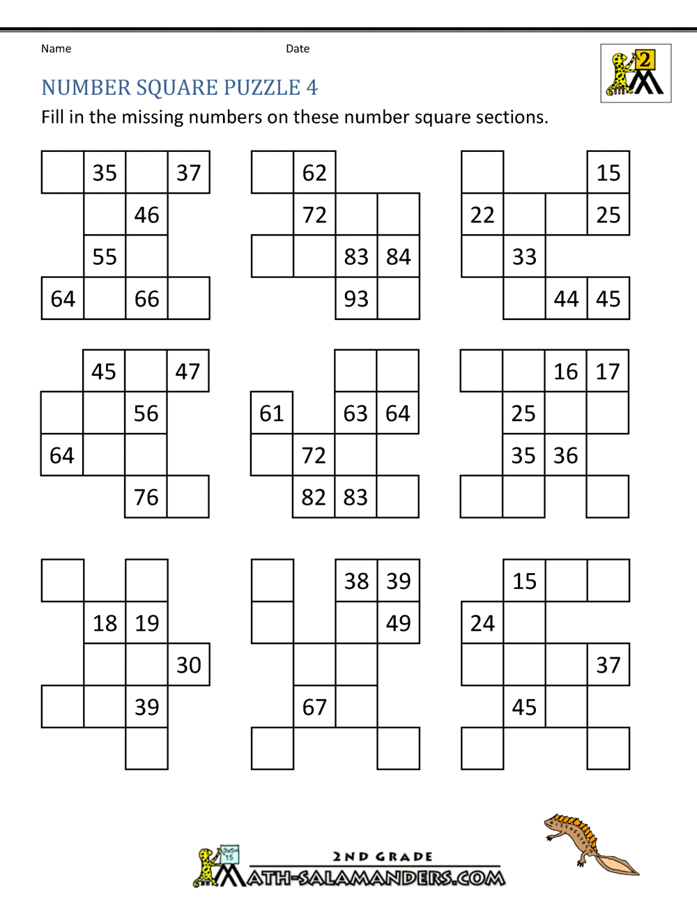 Hundreds Chart Puzzles For Second Grade