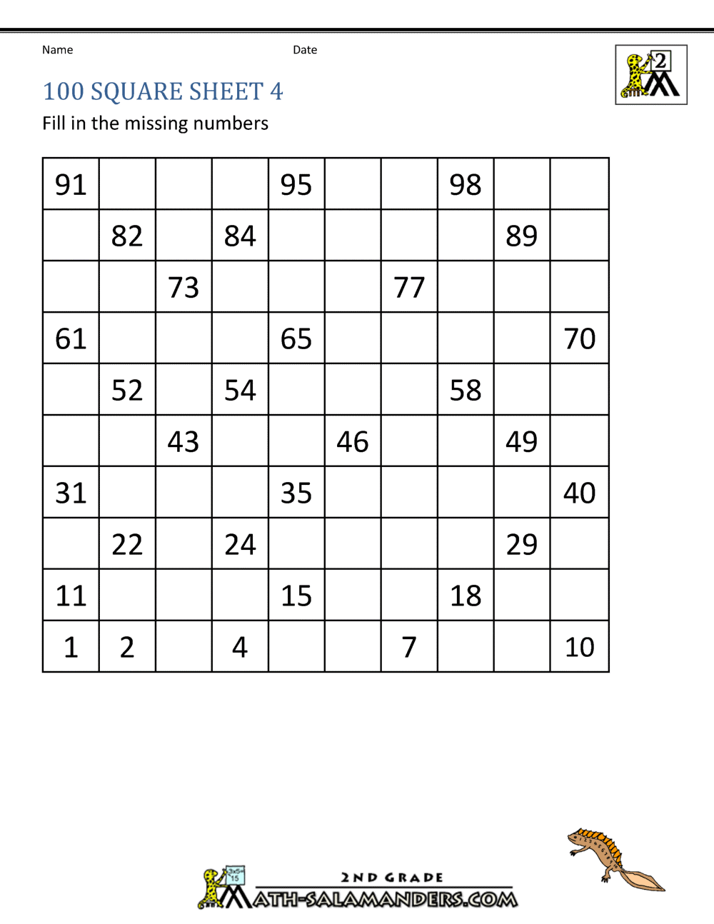 Square Numbers Worksheet Grade 4