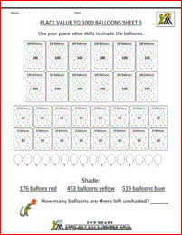 place value activities balloons up to hundreds 5