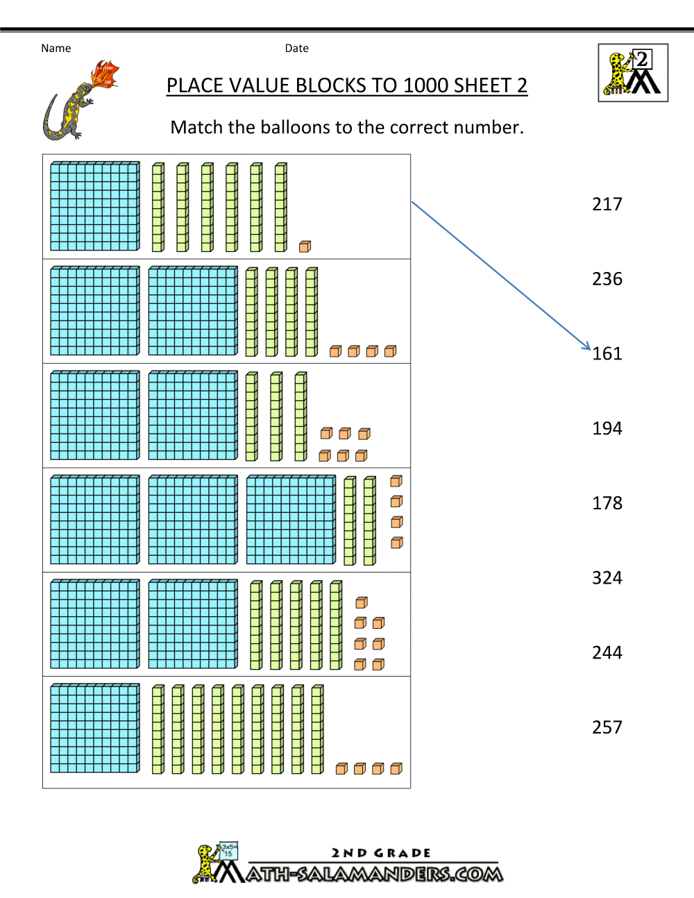 place value blocks with 3 digit number