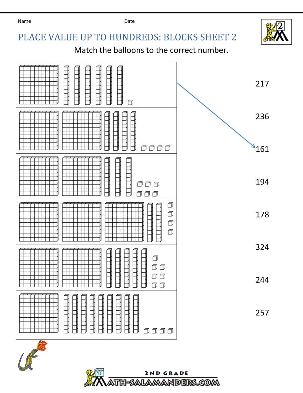 2nd Grade Place Value Chart Printable