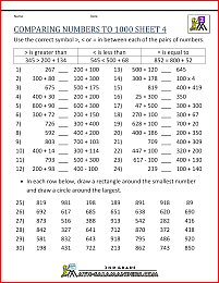 place value worksheets 2nd grade comparing to 1000 4